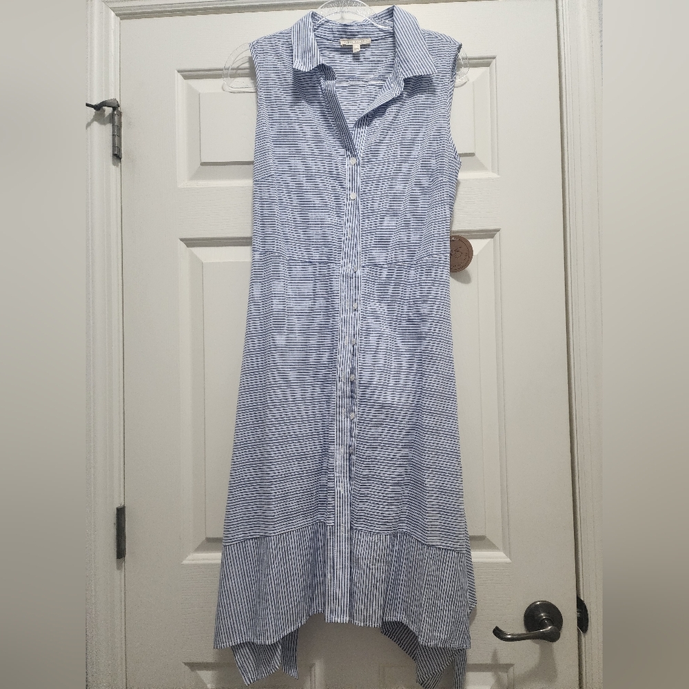 Asymmetrical Blue Striped Dress